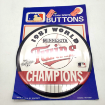Vintage 1987 Minnesota Twins WORLD CHAMPIONS 6&quot; inch Button Pinback NEW - $181.52 MXN