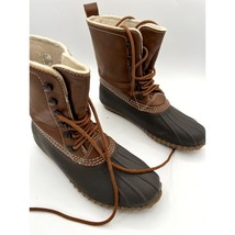 Esprit Marina-E Lace up Rain Boots two tone brown mens size 8.5M faux fu... - $745.89 MXN