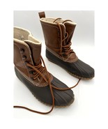 Esprit Marina-E Lace up Rain Boots two tone brown mens size 8.5M faux fu... - $54.86 CAD