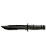 Ka-Bar 1214 Black Serrated Combo Fixed Blade Tactical Knife + Sheath - $84.15