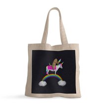 Cat Riding Unicorn Small Tote Bag - Cat on Small Tote Bag - Printed Small Tote B - £13.87 GBP