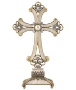 Decorative Ivory Jeweled Standing Cross Rhinestones 6&quot;X 5&quot; - £15.62 GBP