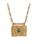 Malachite Evil Eye Necklace Stainless Steel - $41.62 CAD