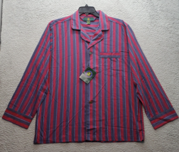 Club Room Sleep Shirt Men&#39;s Large Multicolor Striped Trimming Long Sleev... - $24.47