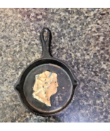 ashtray Cast iron  mini Frying Pan Iron Skillet ladies profile Woman Por... - $6.85