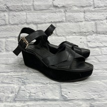 Nine West Payal Black Leather Suede Wedge Sandals Platform Slingback Size 8M - £23.42 GBP