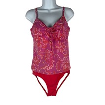 Lands&#39; End Women&#39;s Floral Tankini Swimsuit Size 8 Nylon/Spandex Pink/Red - $23.13