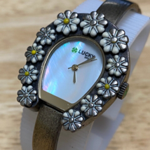 VTG Lucky Lady Arch Shape Flower Dial MOP Dial Analog Quartz Watch~New Battery - $23.74