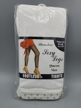 Eros Womens White Tights Rhinestone Trimmed Footless Queen - $3.45