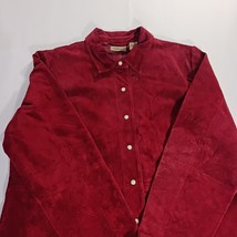 Ruff Hewn Women's XL Red Suede Genuine Leather Jacket Collared Pearl Snap Button image 14