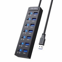 Usb Hub 3.0, 7-Port Data Usb Hubs Splitter With Led Individual On/Off Switches A - £29.75 GBP