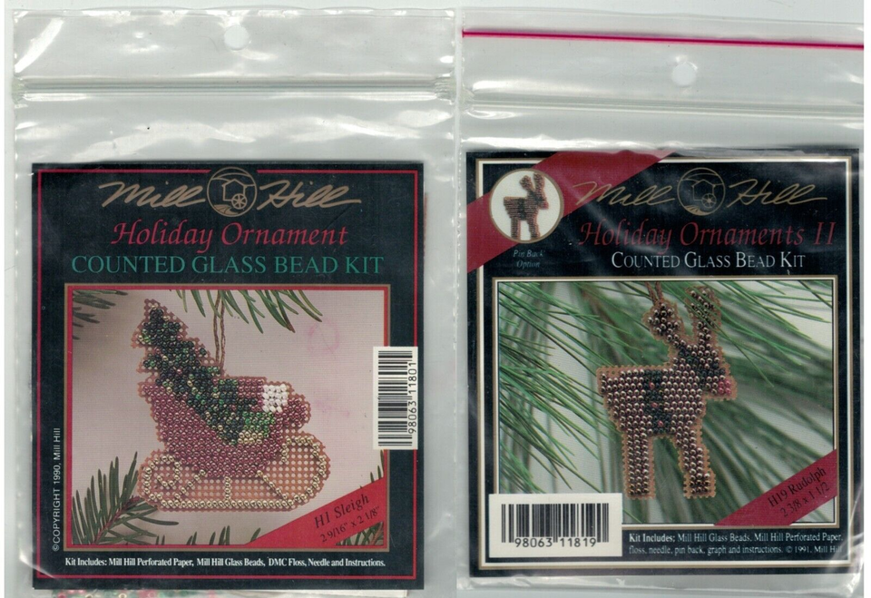 Mill Hill Holiday Counted Glass Bead Ornament Kit You Pick Rudolph H19 H... - $7.91+