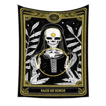 Anyhouz Tapestry Black Yellow Page Of Rings 150X130 cm Tarot Card Psychedelic Sc - £27.57 GBP