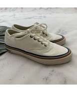 Seavees Womens Legend Sneakers Size 6 White Rainbow Stripe Pride Lace Up - $50.08 CAD