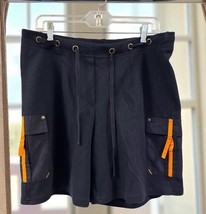 Liz Claiborne Shorts Women’s Size L Navy Blue Drawstring Cargo 100% Cotton - $19.79