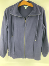 Coral Bay Zip Up Sweater Jacket Size S Navy PolyCotton Blend 2 Pockets - $29.69