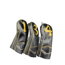 set of 3 Vintage  black Golf Club Head Covers 134 - $13.73