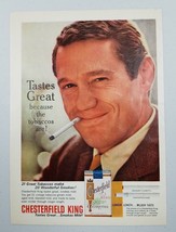 1963 Print Ad Chesterfield King Cigarettes Happy Man Smoking - $8.63