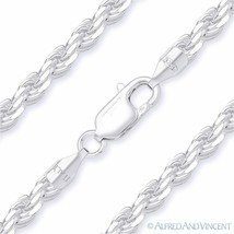 Twist-Rope 3.5mm Diamond-Cut Italian Chain Necklace in 925 Italy Sterling Silver - £55.56 GBP+
