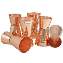 Set of 6 - Prisha India Craft - Premium Quality 100% Pure Copper Jigger Shots Pe - £39.16 GBP