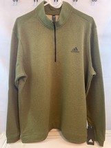 NEW! Men’s Adidas 1/4 Zip Golf Pullover L Olive CVC Terry Sweatshirt ADVR0811 - £16.94 GBP