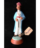 Vtg Hand Painted Indian Clay Krishnanagar Look Unsigned Maharaja Figure - $20.64 CAD