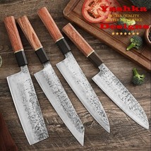 4 Piece Chef Knife Set Gyuto Nakiri Santoku Kiritsuke Knives Japanese Design - £78.25 GBP