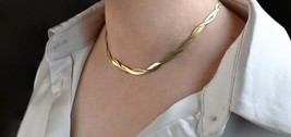 Braided Herringbone Choker, Bold Chain Necklace, Twisted Herringbone Necklace - £14.42 GBP