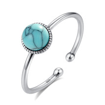 Turquoise Open Ring S925 Sterling Silver SR0189 - £10.22 GBP