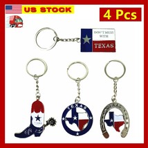 4 Pack Texas Keychain Bundle Souvenir Metal Keychains Texas State Map Gift - $9.89