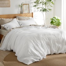 Linen Duvet Cover Queen - Linen Cotton Blend Duvet Cover Set, White Linen Duvet  - £94.29 GBP