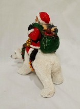 Santa Claus Riding Polar Bear Christmas Figurine Resin 4&quot; Decorative Table Top - £22.02 GBP