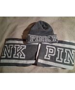 Victoria's Secret PINK Gray White Scarf &amp; Beanie - $20.00
