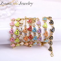 5PCS, Fashion Bohemian Cubic Zircon Enamel Love Heart Charm Bracelet For Women G - £39.30 GBP