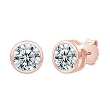 1ct - 2ct Round Moissanite Diamond Bezel Set Classic Solitaire Stud Earrings for - £44.48 GBP+