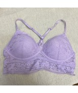 Victoria’s Secret Bralette M B80/c75/D75/A80 Lace Purple Floral - £6.54 GBP