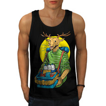 Funny Deer Tee Camping Food Men Tank Top - £10.44 GBP