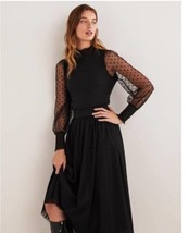 Boden Womens Tulle Spots Sleeve Midi Dress Black Size 8R - £40.41 GBP