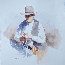Mark Kohler Texas Artist 1997 Cowboy Watercolor Early Work - £277.05 GBP