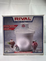 Vintage Rival 8401 W 4-Quart Electric Ice Cream And Yogurt Freezer White EUC - $20.78