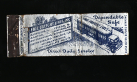 Erie Freight Lines Pittsburgh Detroit New York Trucking Vintage Matchbook - £6.39 GBP