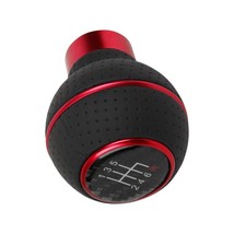 JDM Leather/Carbon 6 Speed Red-Black Manual Gear Shift Knob Shifter Univ... - £13.37 GBP