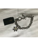 Cookie Lee Silver Colored Bracelet With Flower Charm With Crystal NWT - $7.00
