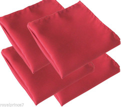 4pcs RED Solid Handkerchief Only Pocket Square Hanky Wedding - £9.48 GBP