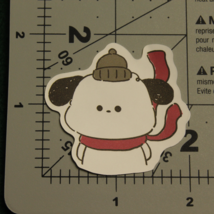 Puppy Dog Red Scar Grey Hat Beanie Cold Weather Winter Cute Chibi Kawaii Sticker - £2.18 GBP