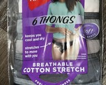 Hanes ~ 6-Pair Women&#39;s Thong Underwear Panties Cotton Blend Stretch ~ 2XL/9 - £13.84 GBP