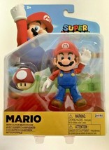 New Jakks Pacific 40557 World Of Nintendo 4&quot; Mario Mario w/SUPER Mushroom Figure - £18.75 GBP