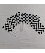 Racing checkered Flags Party Decorations 12 Piece Plastic black and whit... - £6.22 GBP