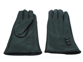 Womens Fashion Gloves Black Faux Leather Faux Fur Button Decor Wrist Len... - £15.86 GBP
