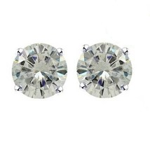 1Ct Brilliant Cut Real Moissanite Earrings 14K White Gold Plated Solitaire Stud - £50.53 GBP